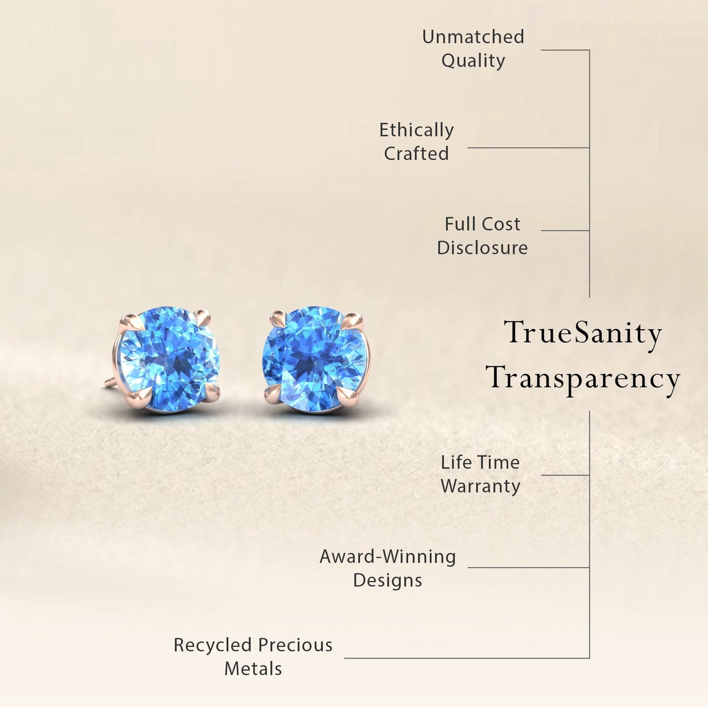 Swiss Blue Topaz Stud Earrings - Helena