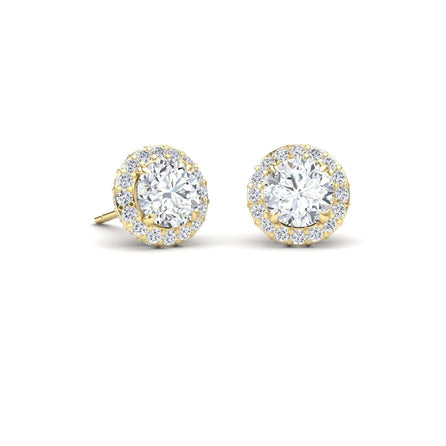 White Diamond Halo Earrings - Jing