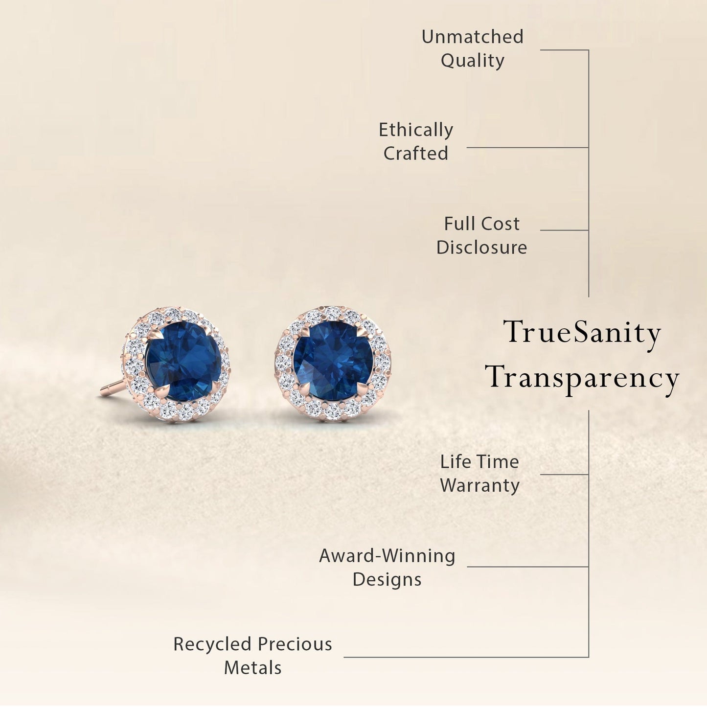 London Blue Topaz & Diamond Halo Earrings - Jing