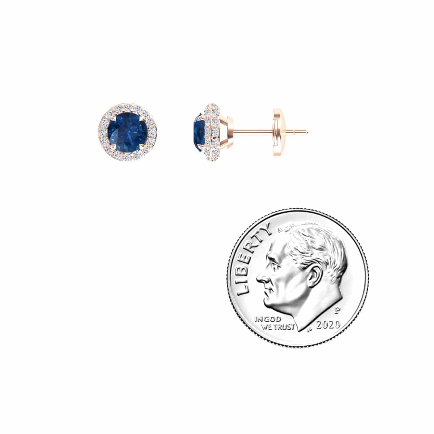 London Blue Topaz & Diamond Halo Earrings - Jing