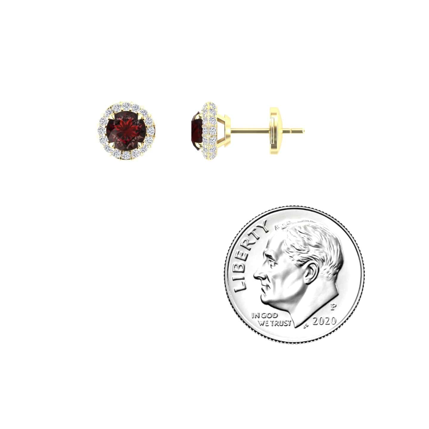 Rhodolite Garnet & Diamond Halo Earrings - Jing