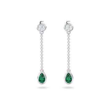 Emerald & Diamond Drop Earrings - Lexi