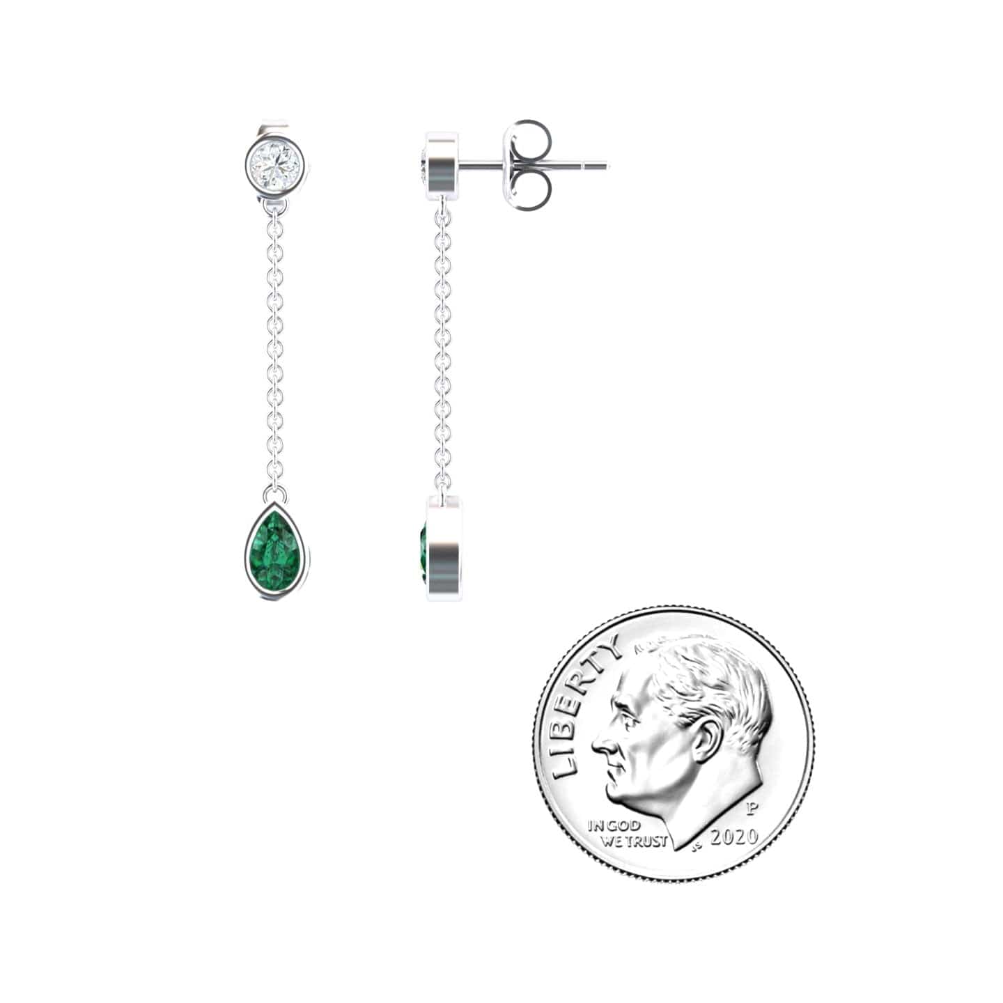 Emerald & Diamond Drop Earrings - Lexi