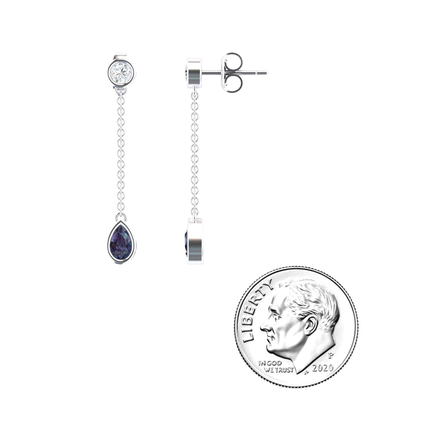 Lab Grown Alexandrite & Diamond Drop Earrings - Lexi