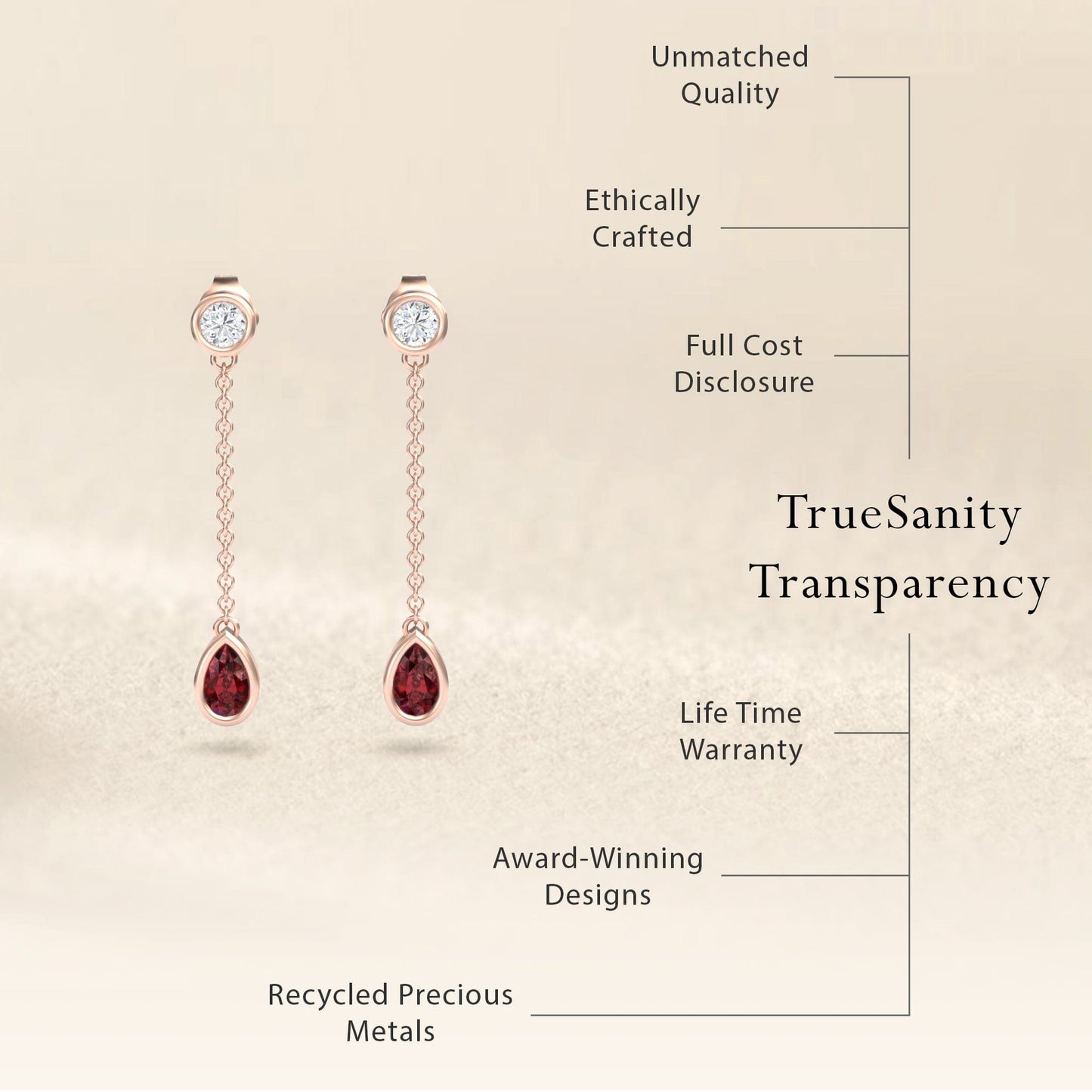 Ruby & Diamond Drop Earrings - Lexi