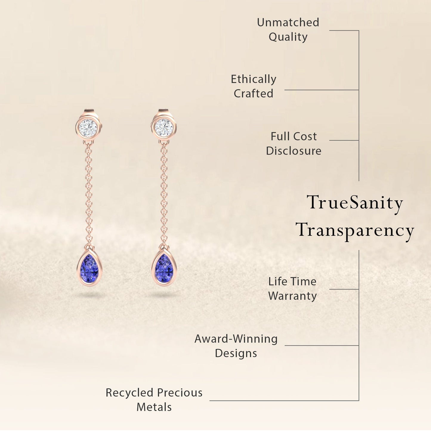 Tanzanite & Diamond Drop Earrings - Lexi