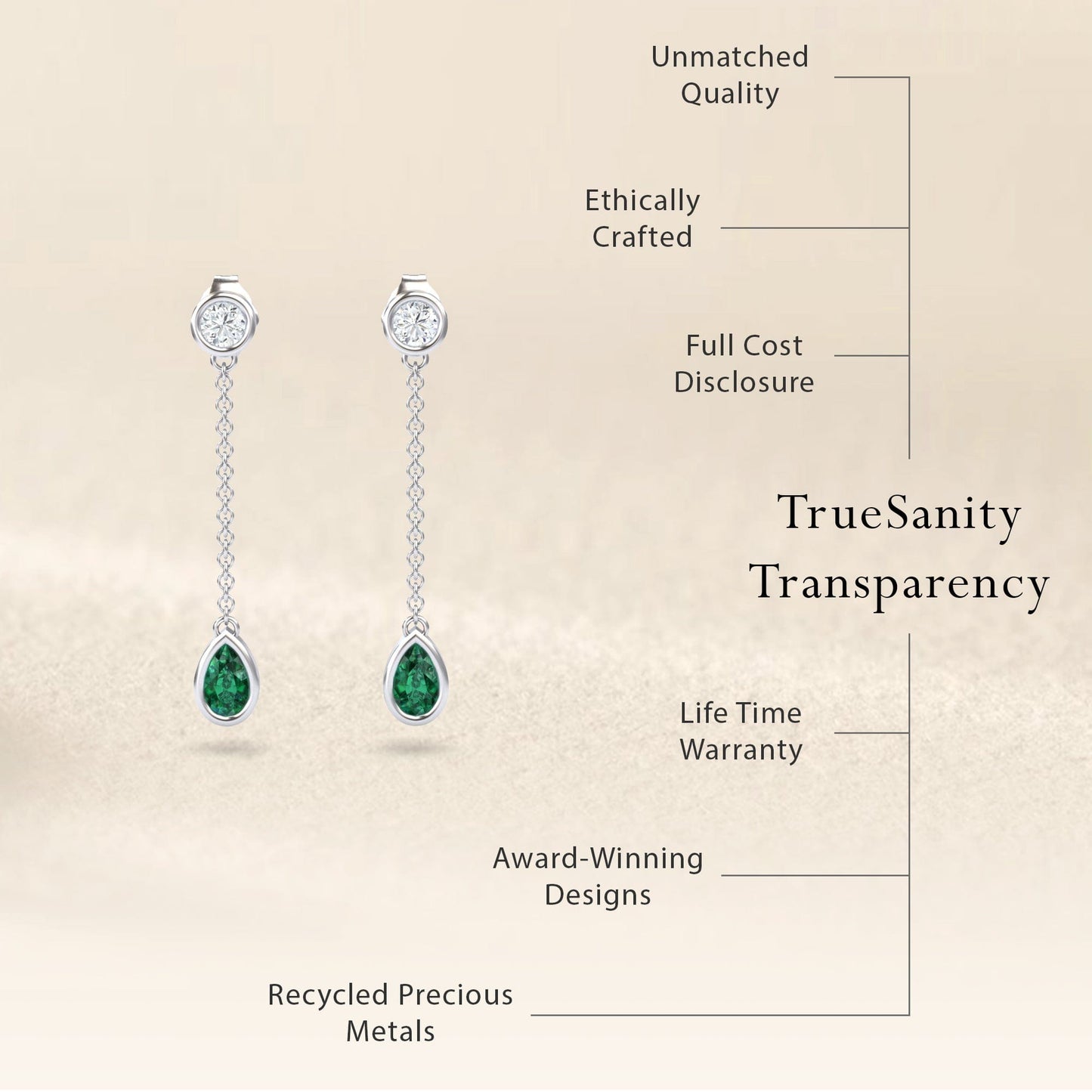 Emerald & Diamond Drop Earrings - Lexi