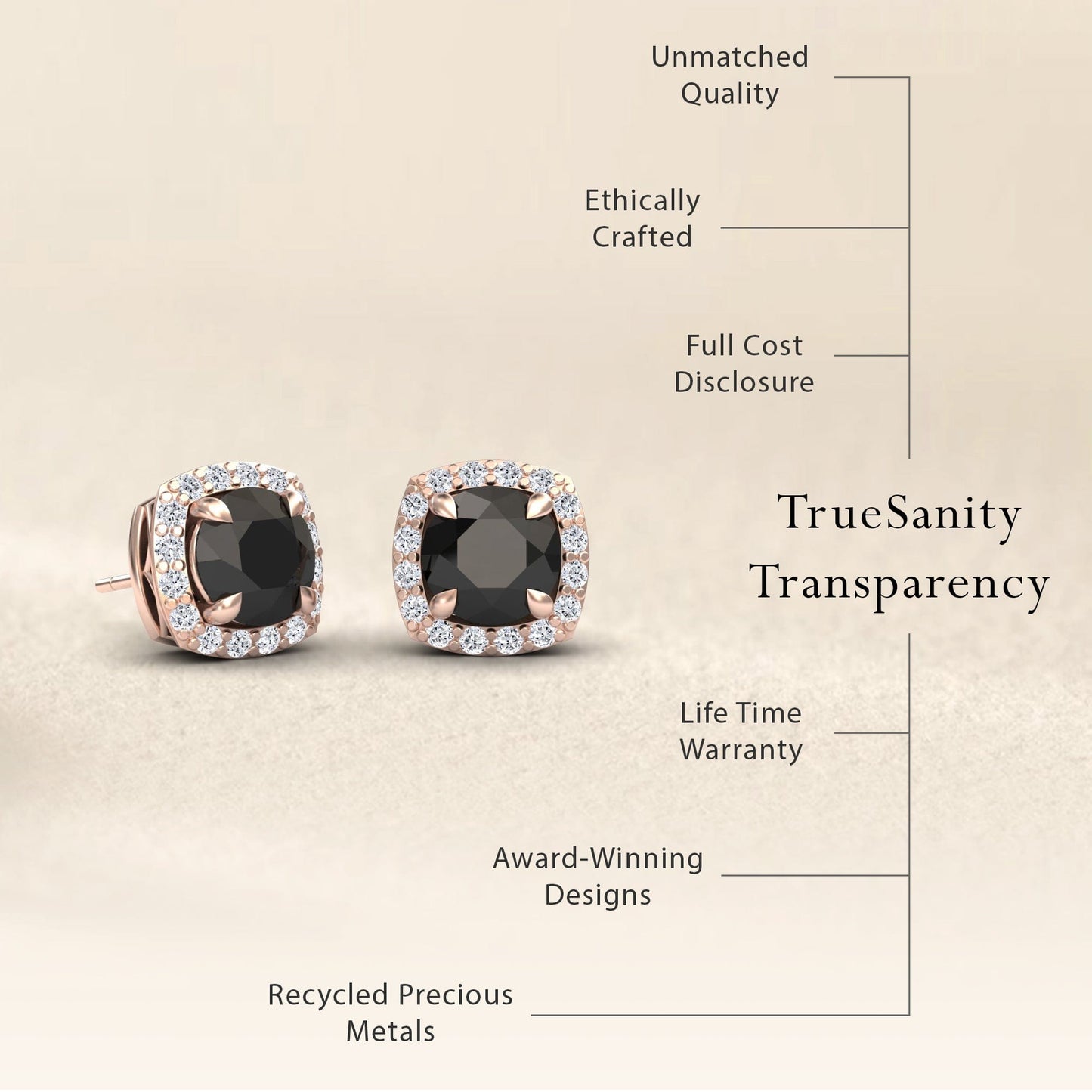 Black & White Diamond Halo Stud Earrings - Maggie