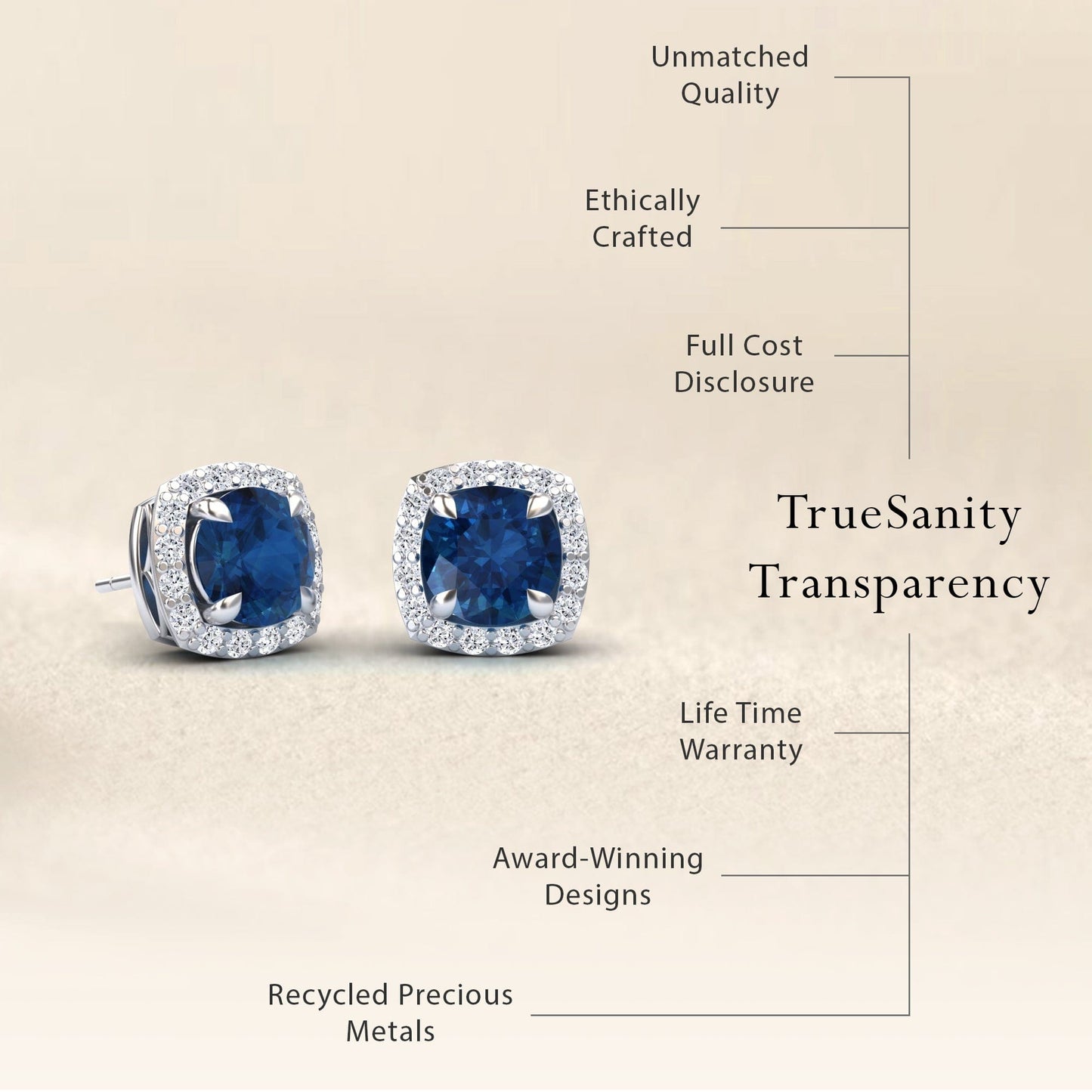 London Blue Topaz & Diamond Halo Stud Earrings - Maggie