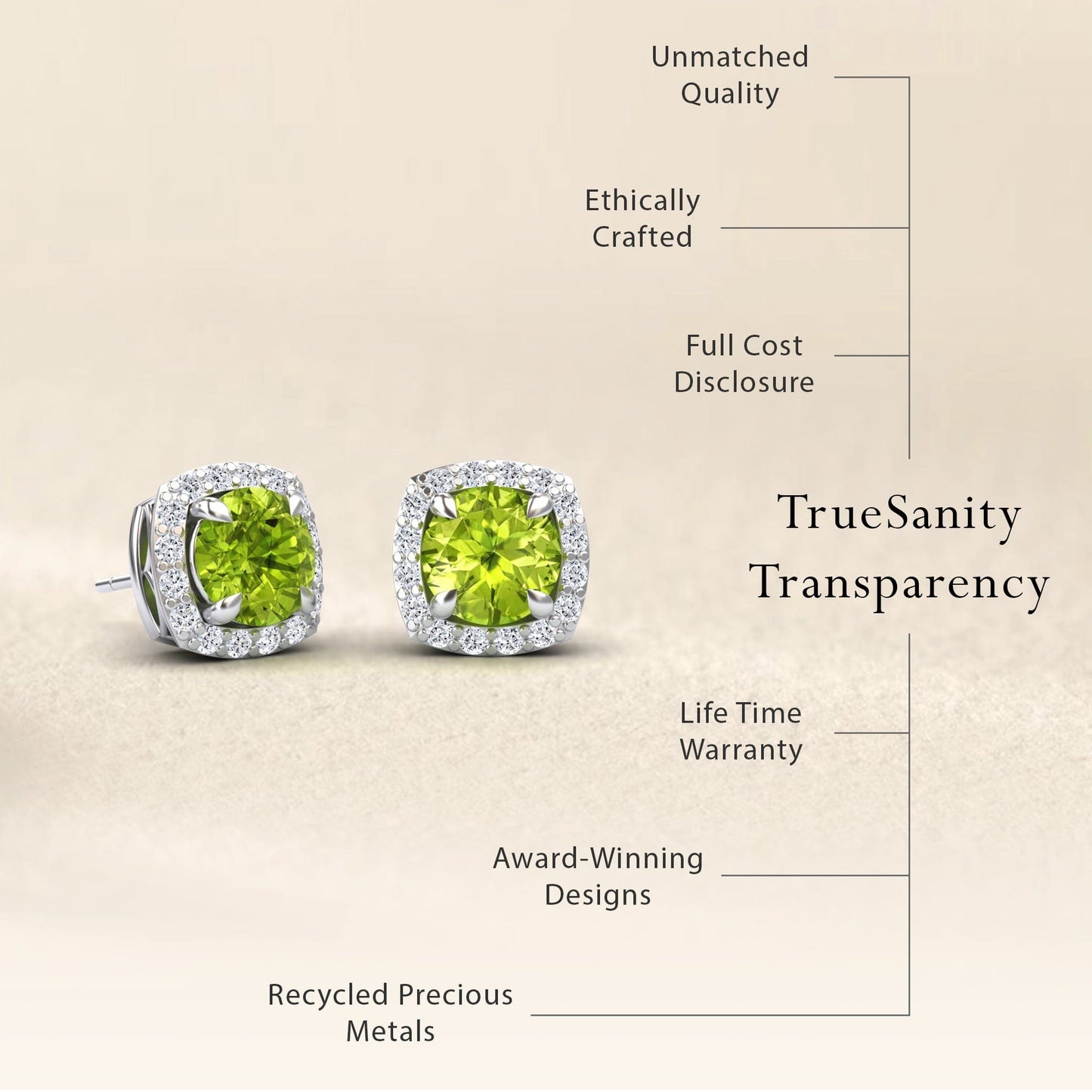 Peridot & Diamond Halo Stud Earrings - Maggie