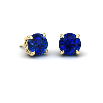 Lab Grown Blue Sapphire Solitaire Stud Earrings - Lucy