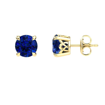Lab Grown Blue Sapphire Solitaire Stud Earrings - Lucy