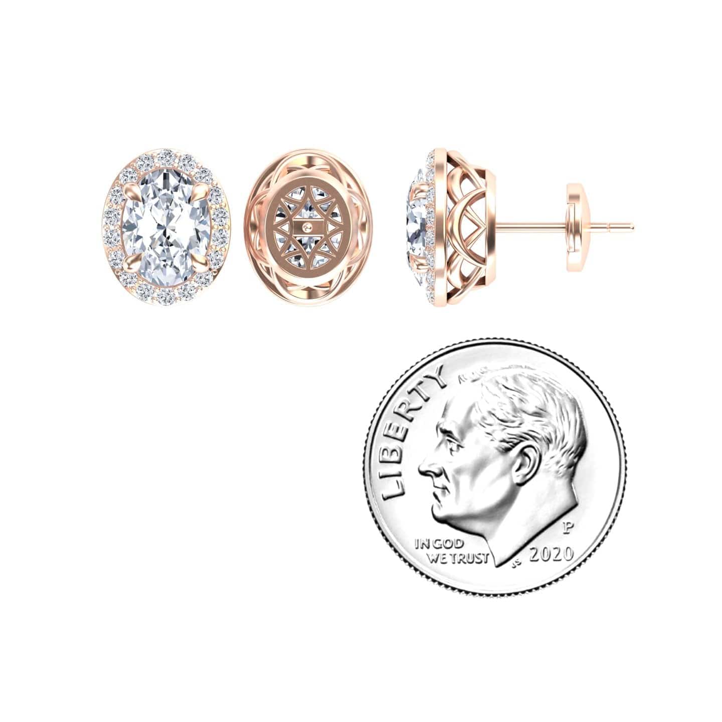 Moissanite & Diamond Halo Stud Earrings - Nalini