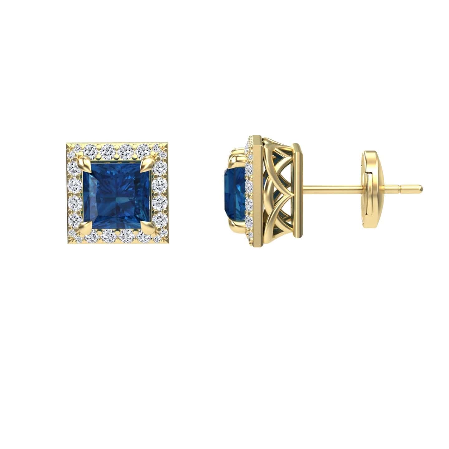 London Blue Topaz & Diamond Halo Earrings - Paige