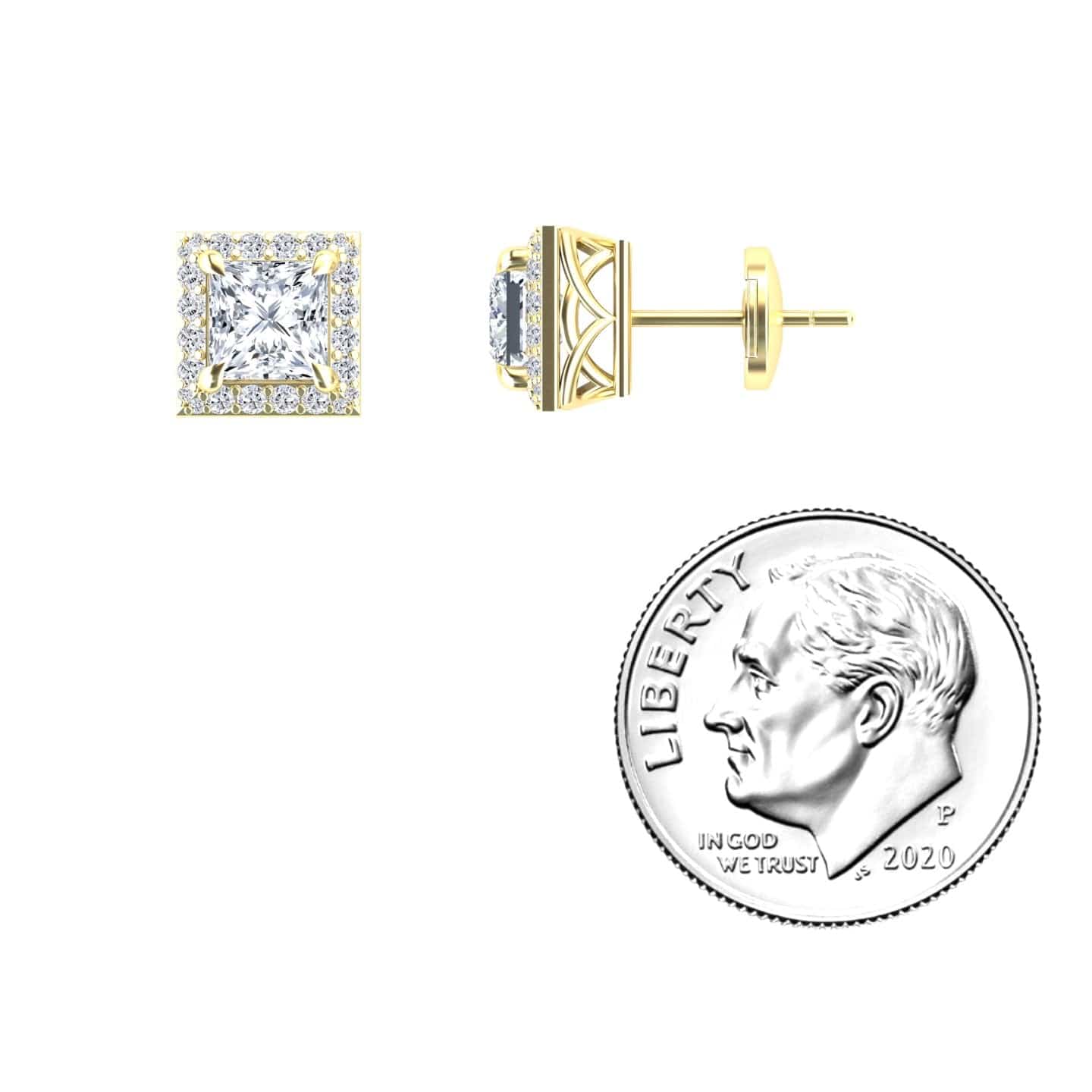 Moissanite & Diamond Halo Earrings - Paige
