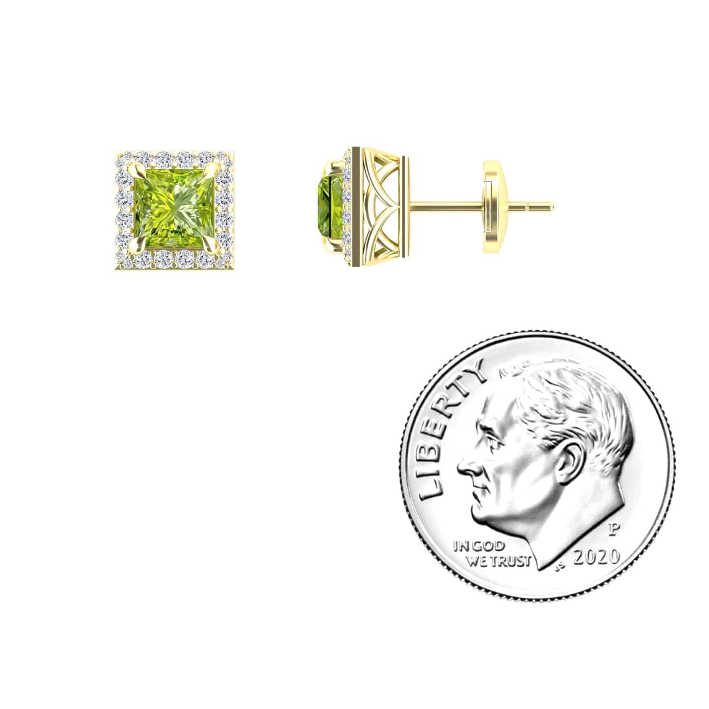 Peridot & Diamond Halo Earrings - Paige