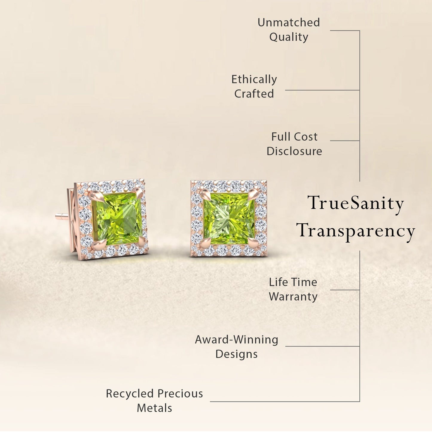 Peridot & Diamond Halo Earrings - Paige