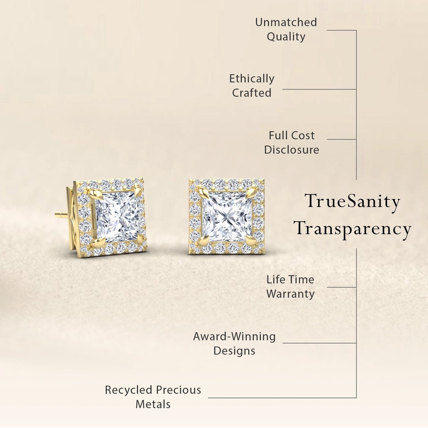 Moissanite & Diamond Halo Earrings - Paige