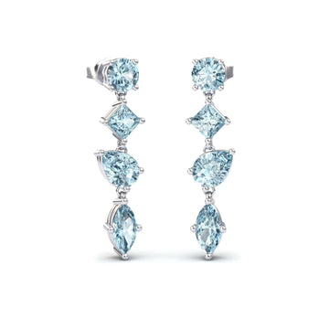 Aquamarine Multi-Cut Drop Earrings - Zara