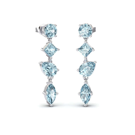 Aquamarine Multi-Cut Drop Earrings - Zara