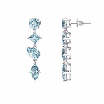 Aquamarine Multi-Cut Drop Earrings - Zara