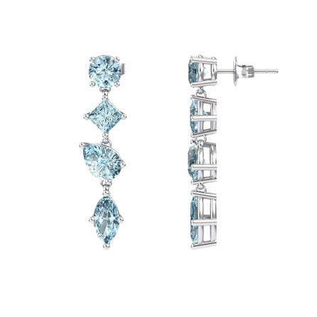 Aquamarine Multi-Cut Drop Earrings - Zara