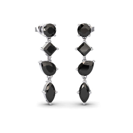 Black Diamond Multi-Cut Drop Earrings - Zara