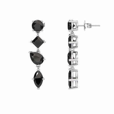 Black Diamond Multi-Cut Drop Earrings - Zara