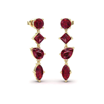 Lab Grown Ruby Multi-Cut Drop Earrings - Zara