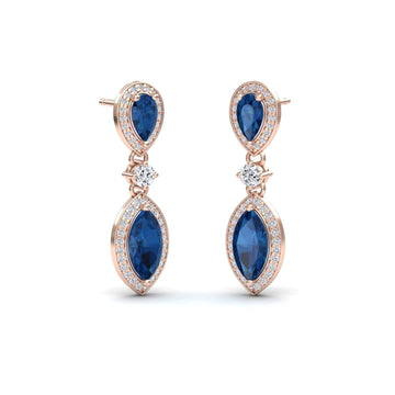 London Blue Topaz & Diamond Drop Earrings - Avni