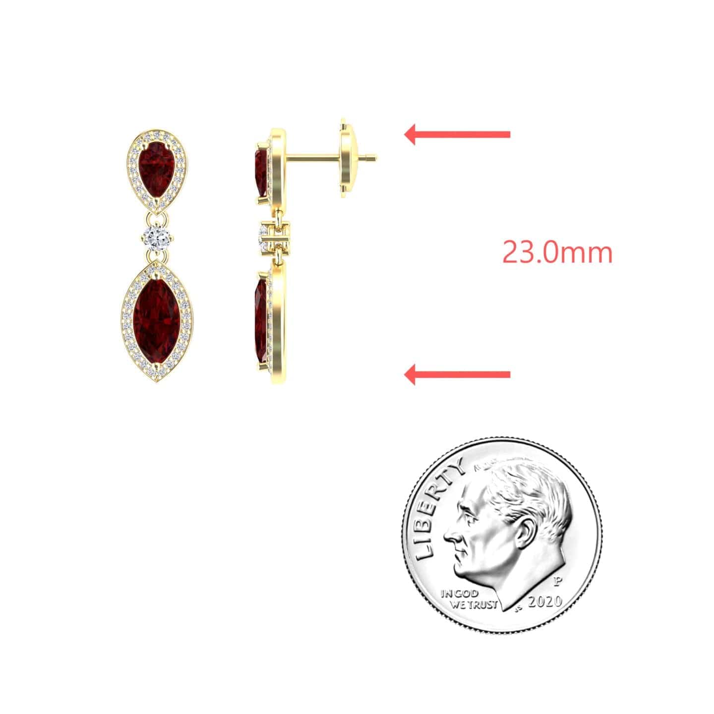 Lab Grown Ruby & Diamond Drop Earrings - Avni