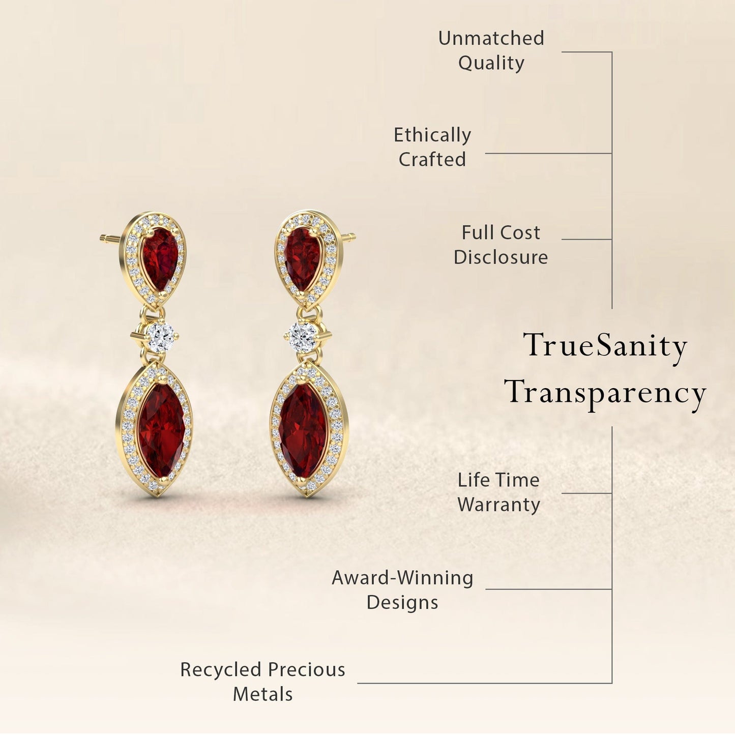 Lab Grown Ruby & Diamond Drop Earrings - Avni