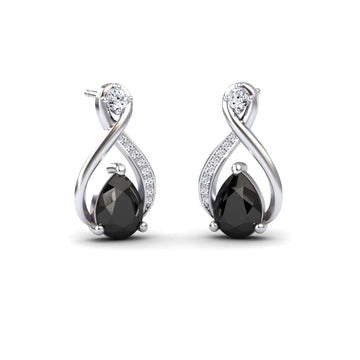 Black & White Diamond Twist Fancy Earrings - Carol