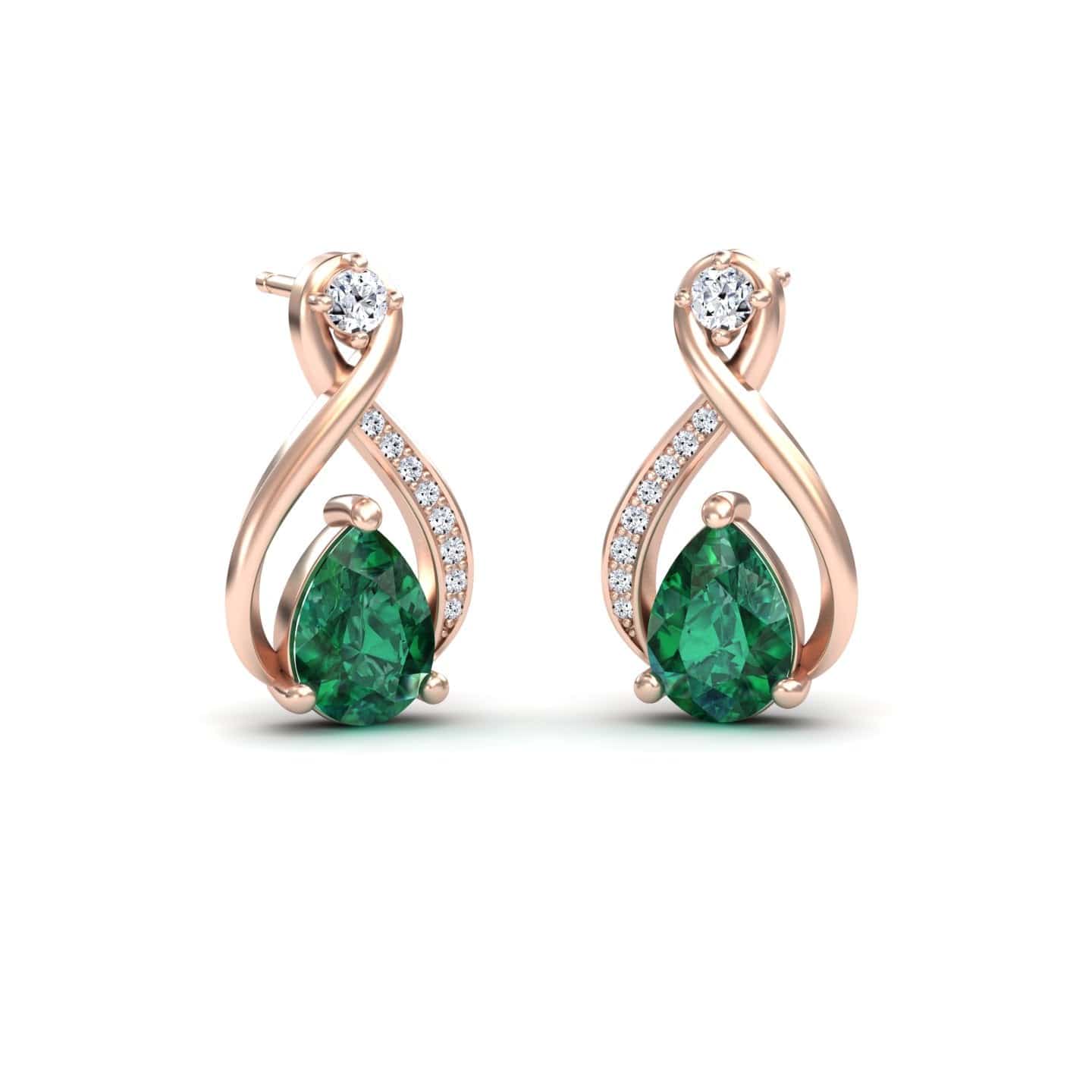 Emerald & Diamond Twist Fancy Earrings - Carol