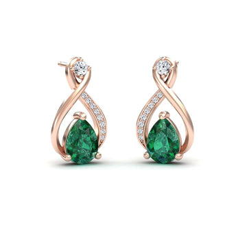 Emerald & Diamond Twist Fancy Earrings - Carol