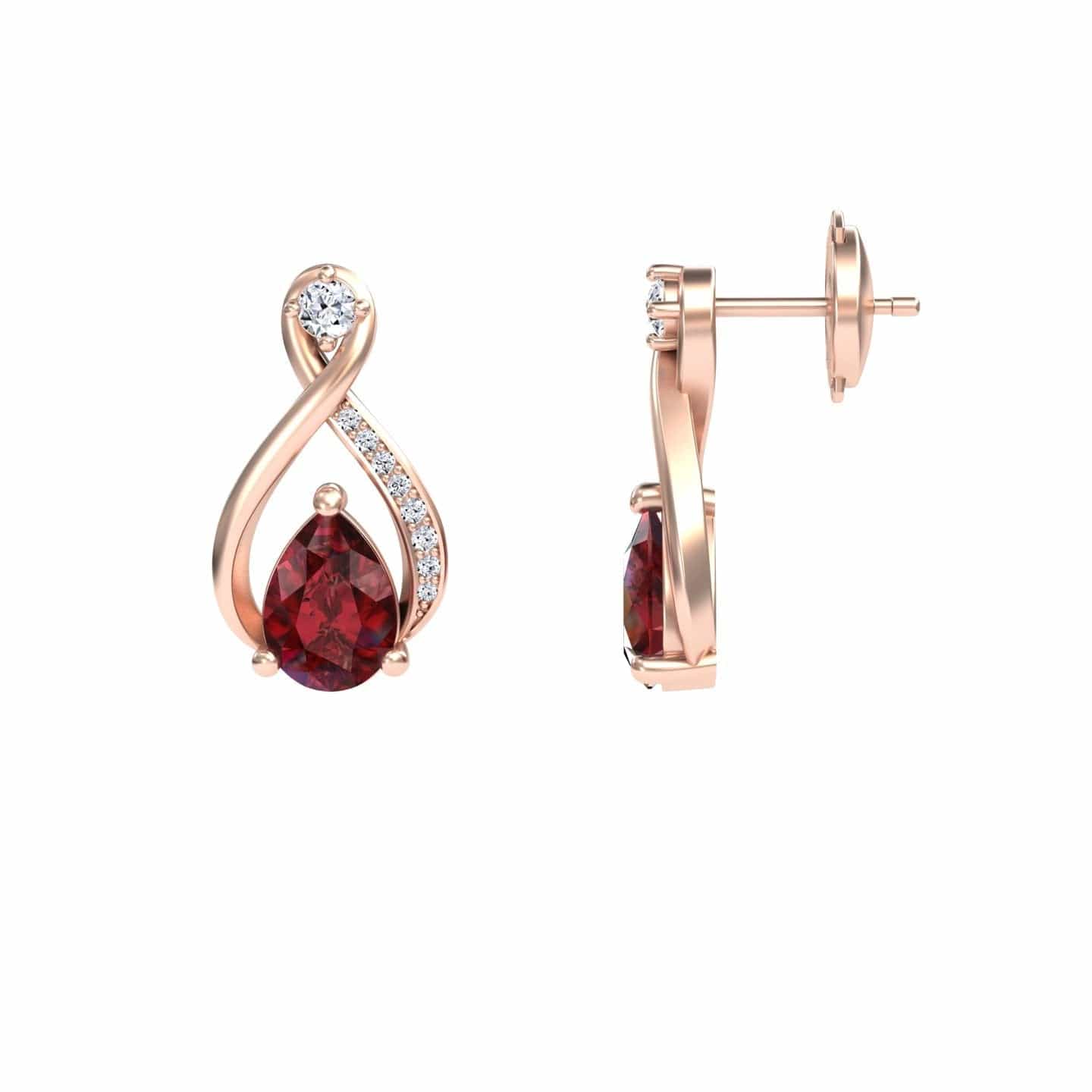 Ruby & Diamond Twist Fancy Earrings - Carol