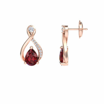 Ruby & Diamond Twist Fancy Earrings - Carol