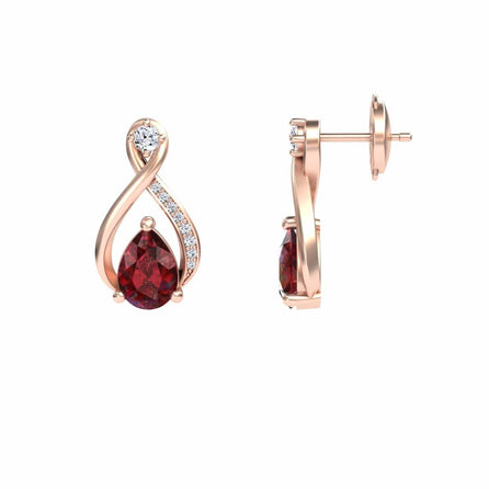 Ruby & Diamond Twist Fancy Earrings - Carol