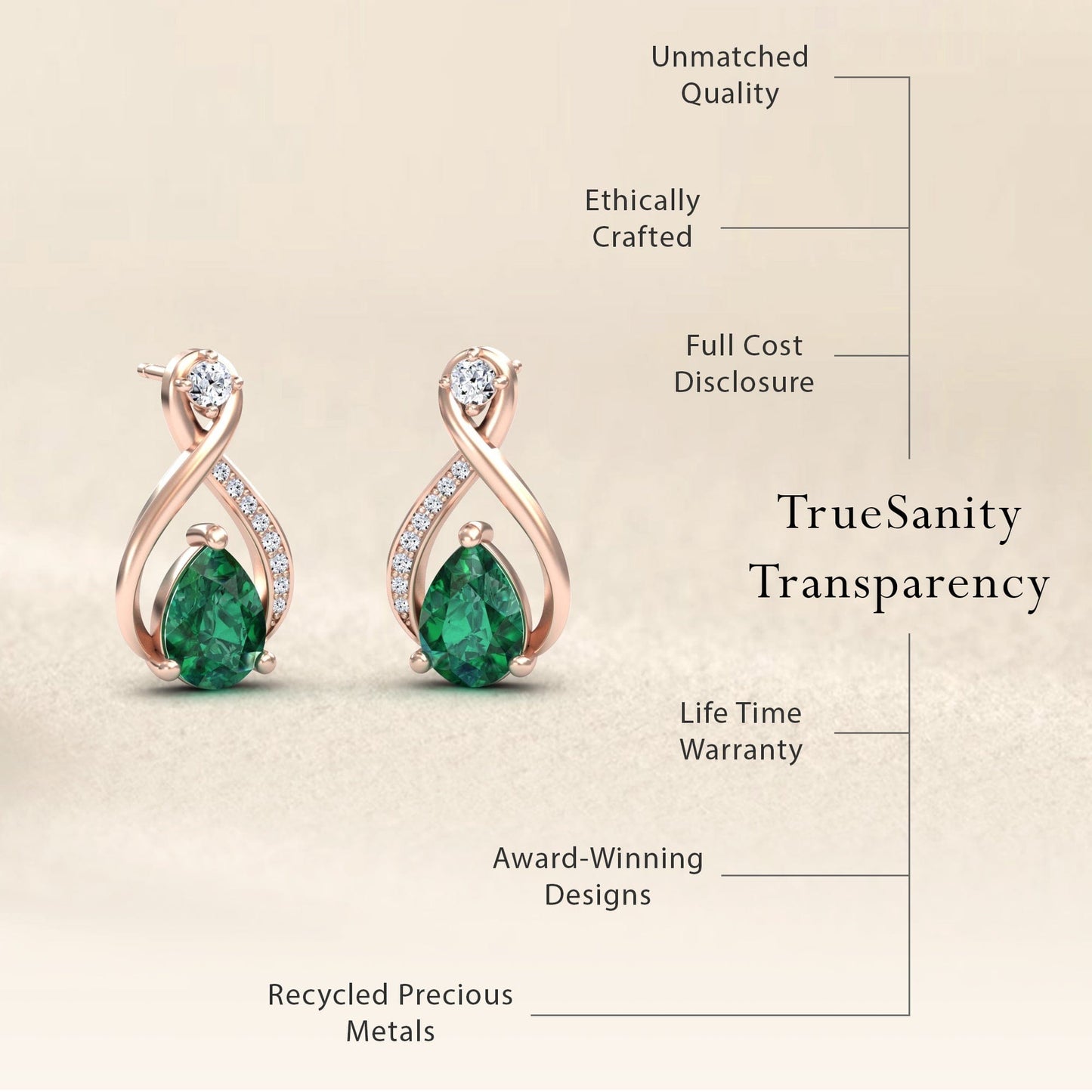 Emerald & Diamond Twist Fancy Earrings - Carol