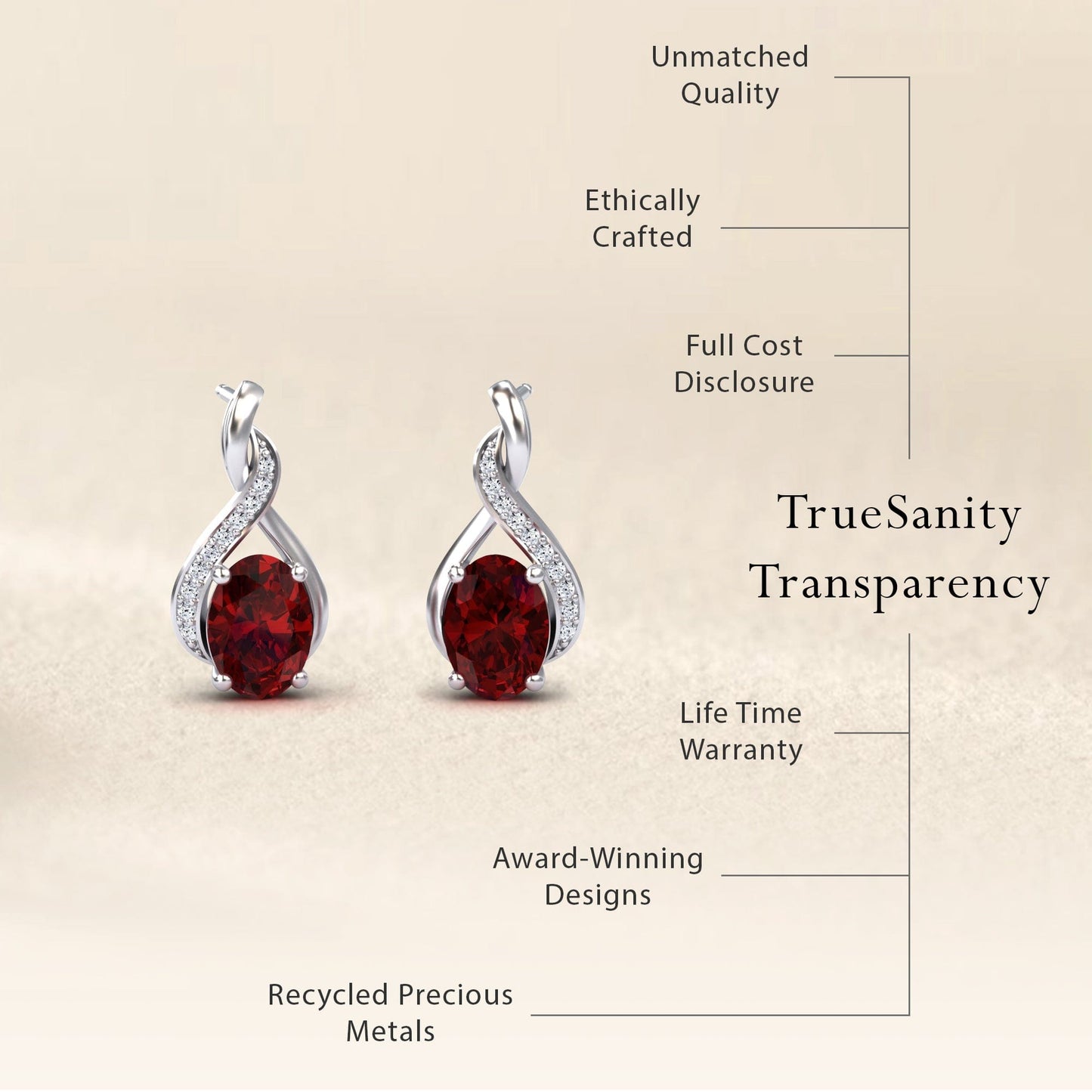 Ruby & Diamond Infinity Drop Earrings - Daniela