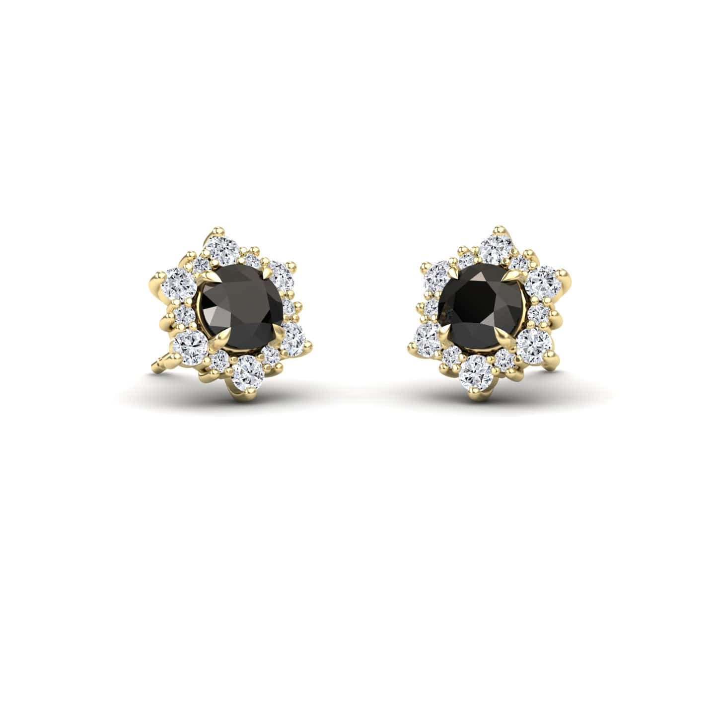 Black & White Diamond Starburst Stud Earrings - Deepika