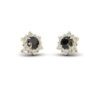 Black & White Diamond Starburst Stud Earrings - Deepika