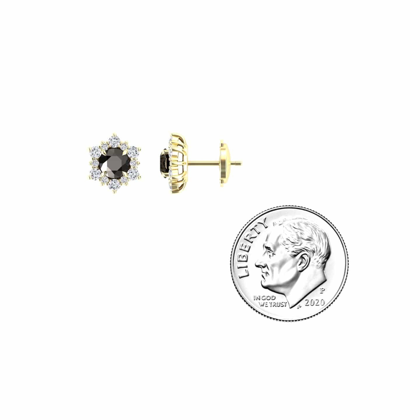 Black & White Diamond Starburst Stud Earrings - Deepika