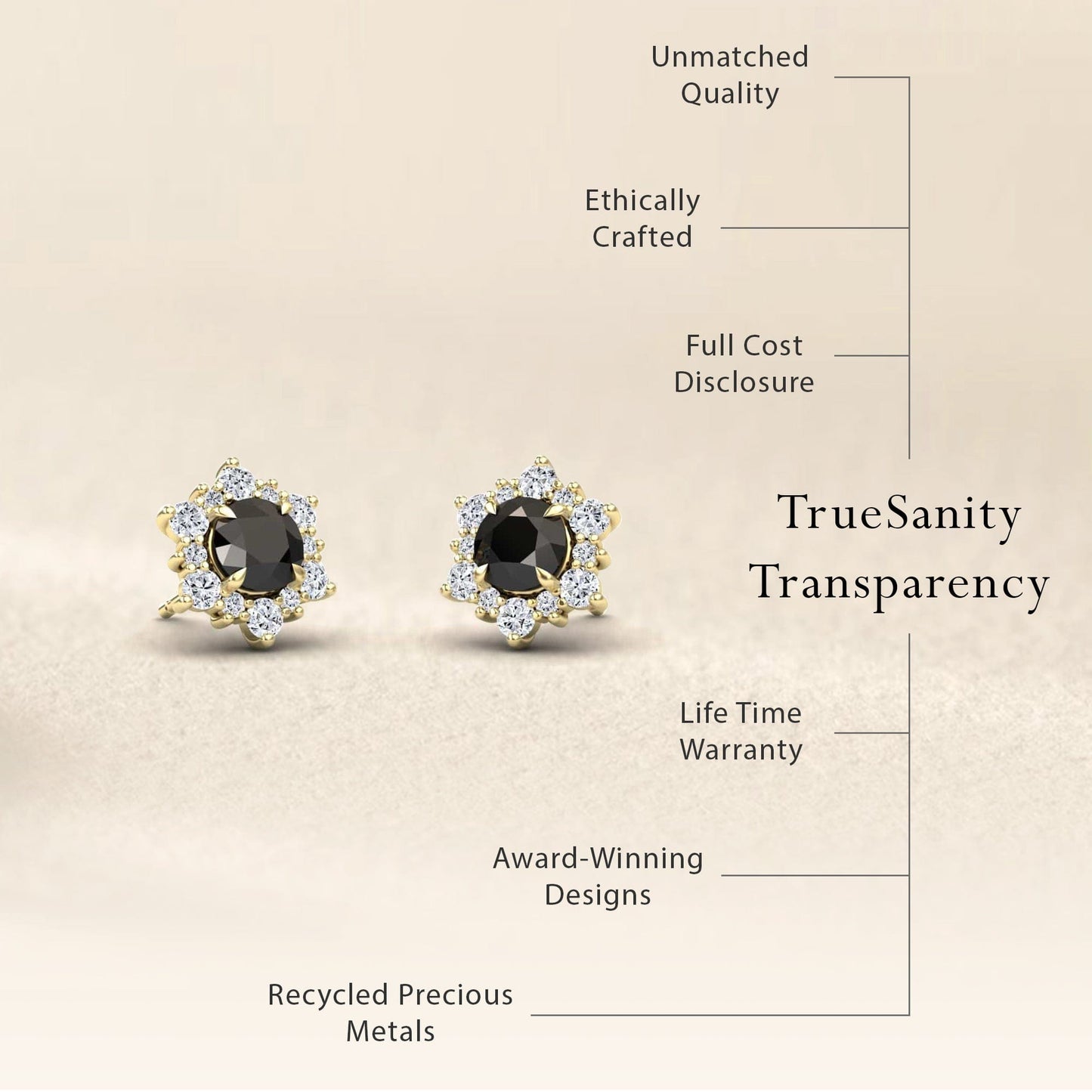Black & White Diamond Starburst Stud Earrings - Deepika