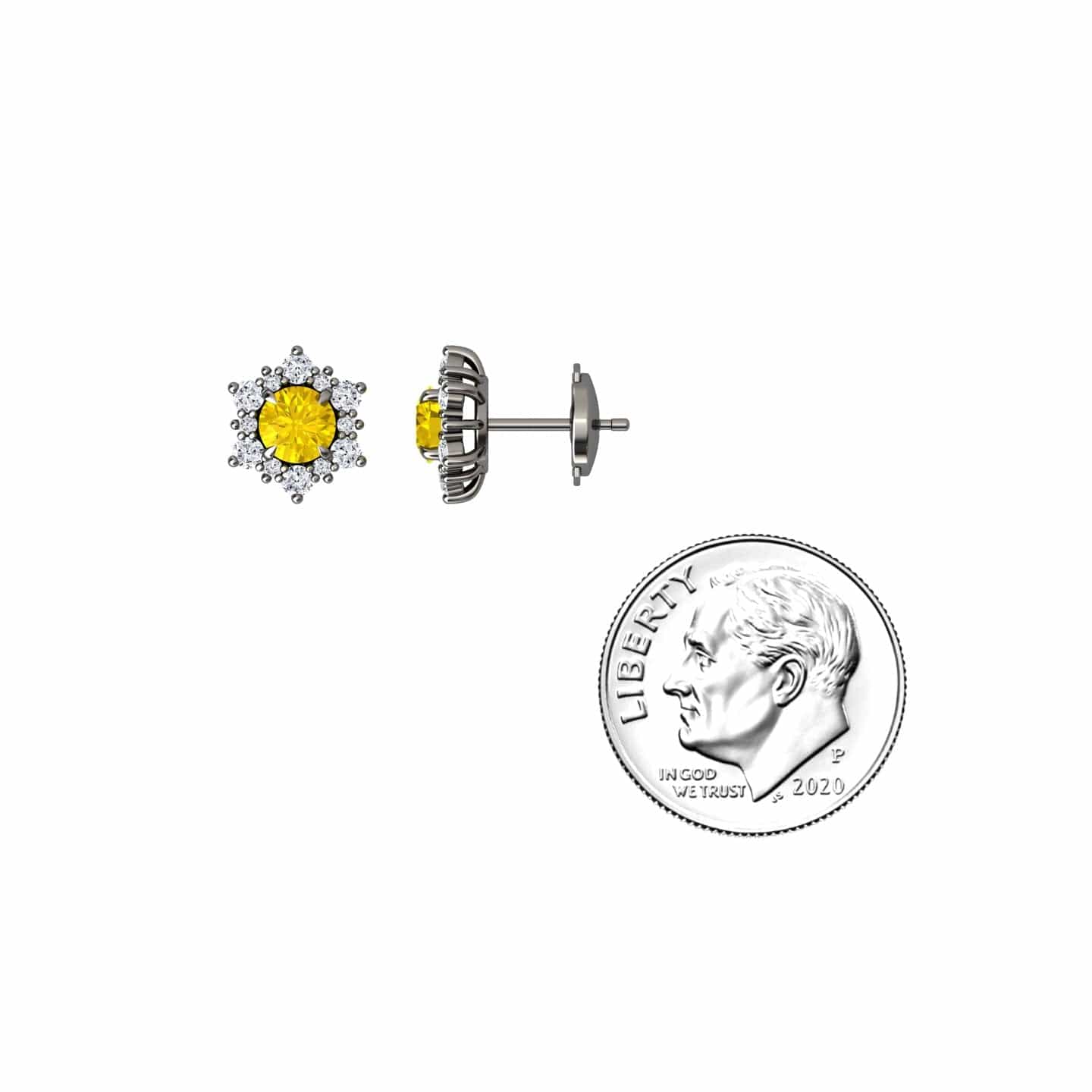 Yellow Sapphire & Diamond Starburst Stud Earrings - Deepika