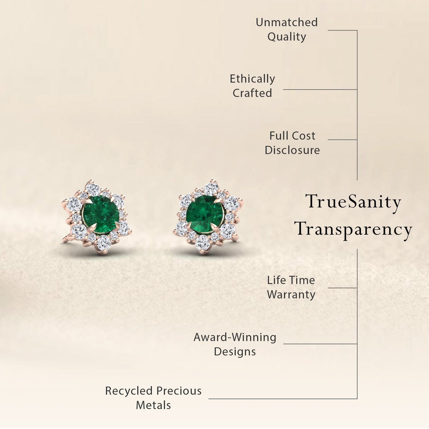 Emerald & Diamond Starburst Stud Earrings - Deepika