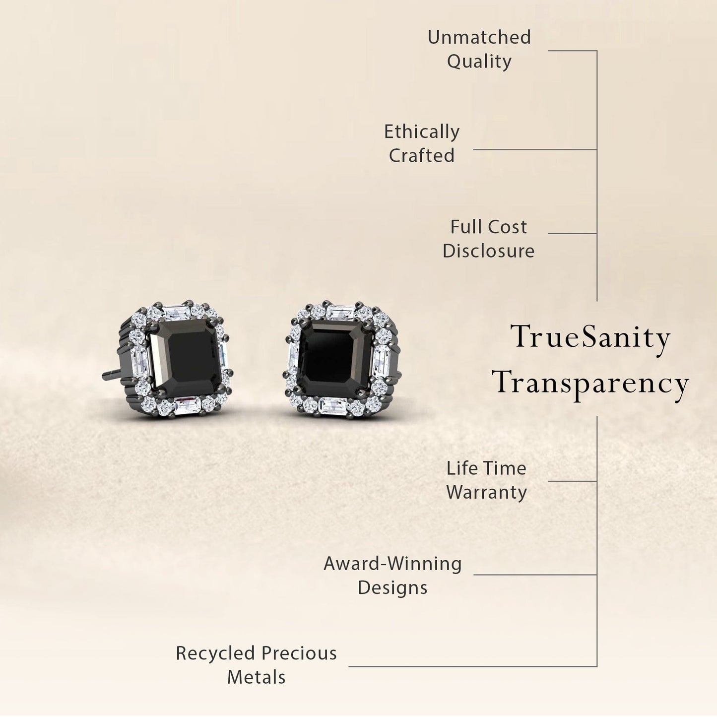Black & White Diamond Halo Stud Earrings - Elisa