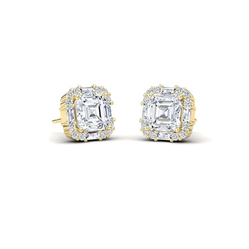 Diamond Halo Stud Earrings - Elisa