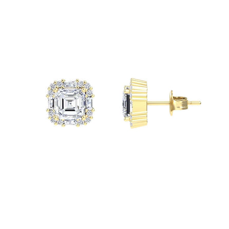 Diamond Halo Stud Earrings - Elisa