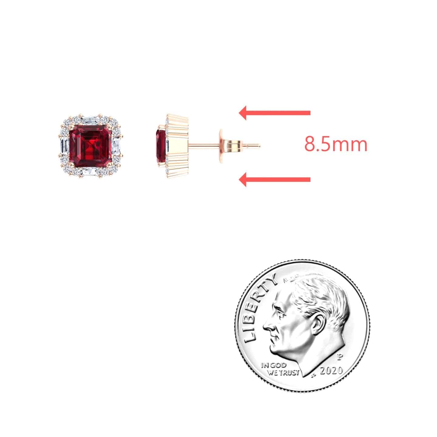 Lab Grown Ruby & Diamond Halo Stud Earrings - Elisa